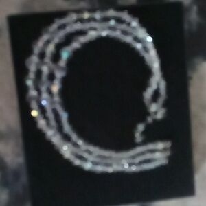 Vintage AB Crystal Necklace Iridescent Austrian Crystals Choker 3Strands XSCHILD